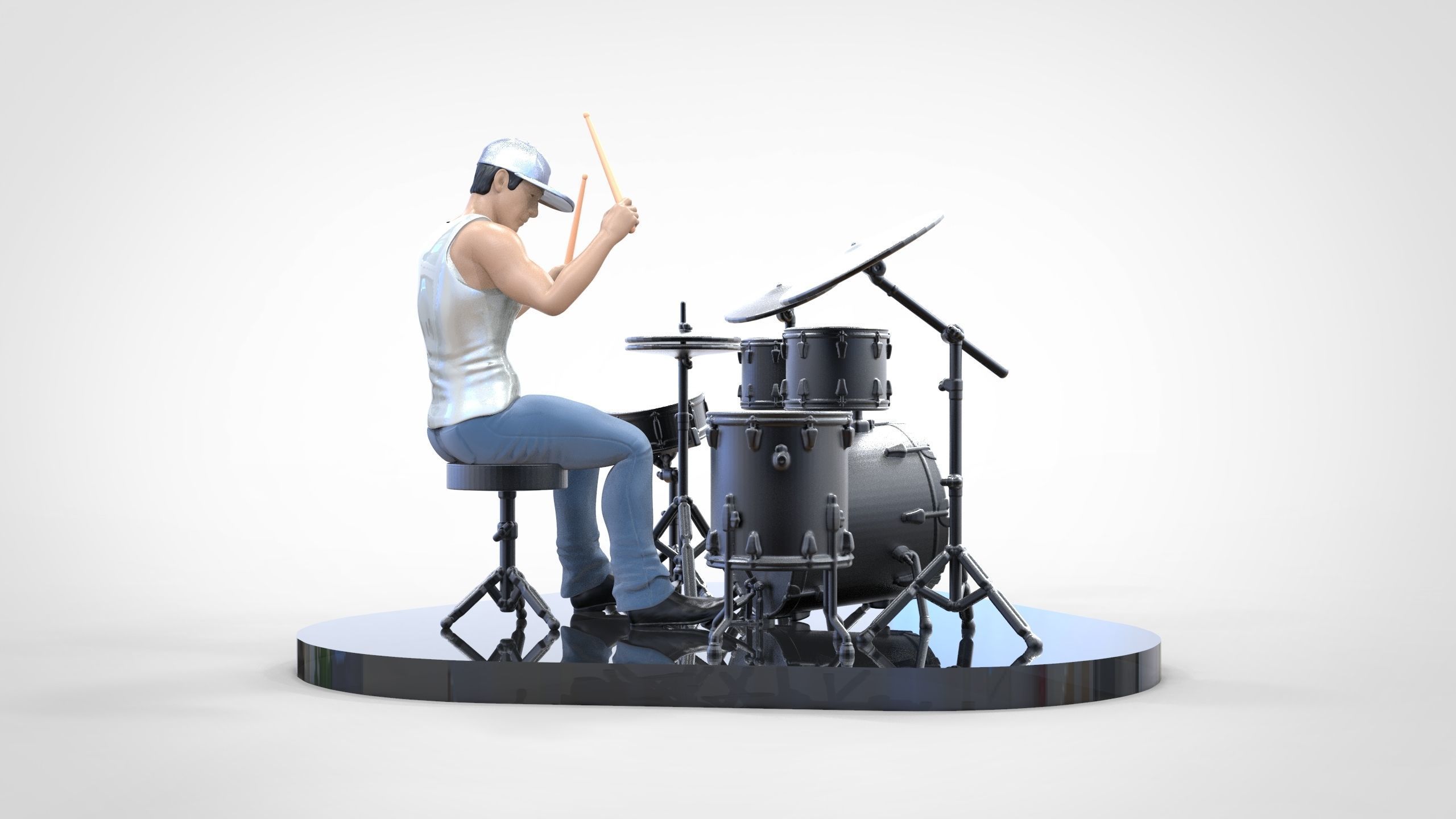 N2 Man Musician Drummer playing drum 3D print model_11