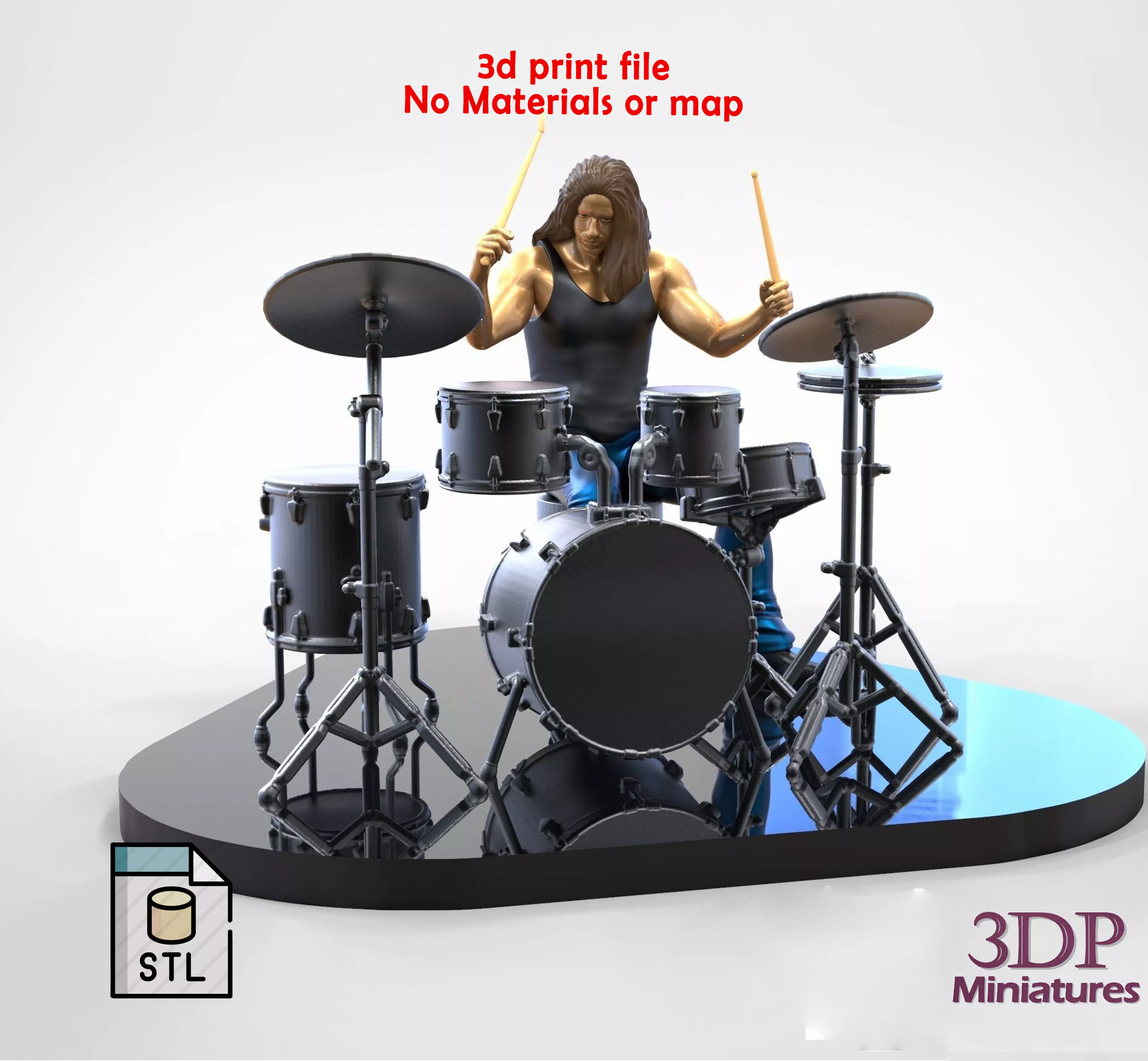 N2 Man Musician Drummer playing drum 3D print model_0