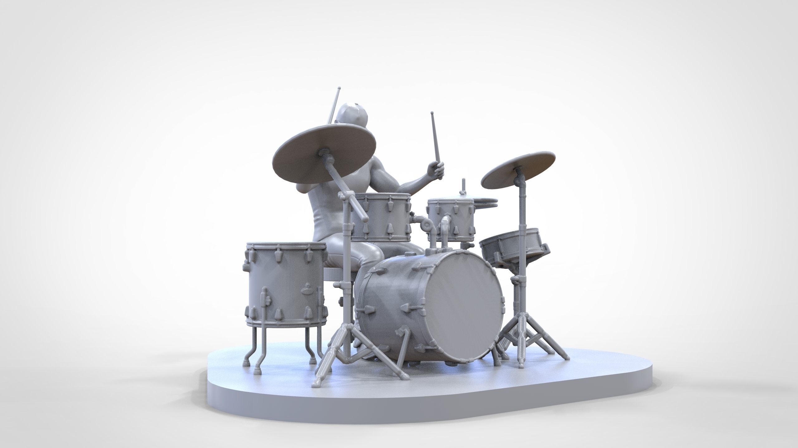 N2 Man Musician Drummer playing drum 3D print model_33