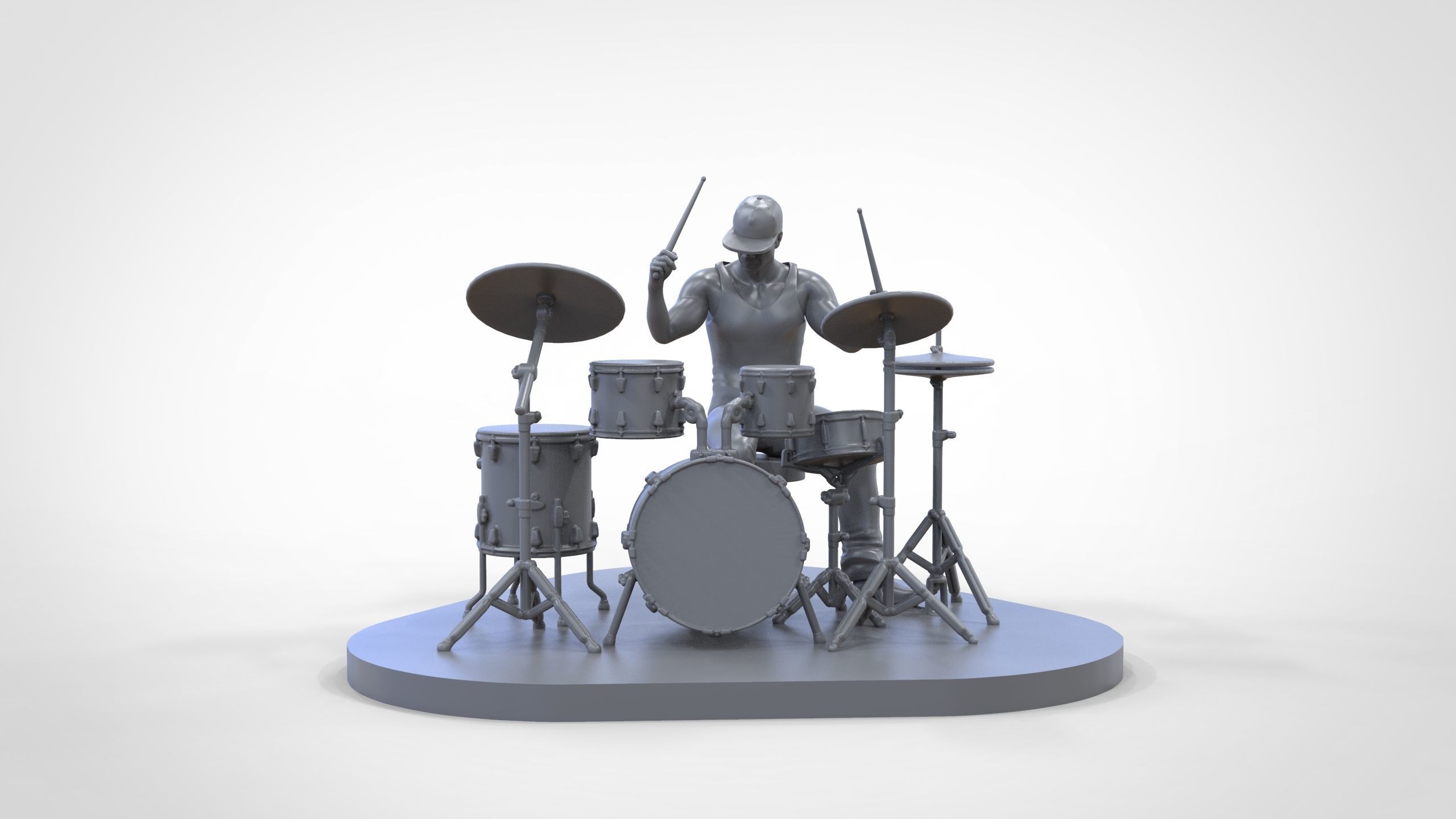 N2 Man Musician Drummer playing drum 3D print model_4