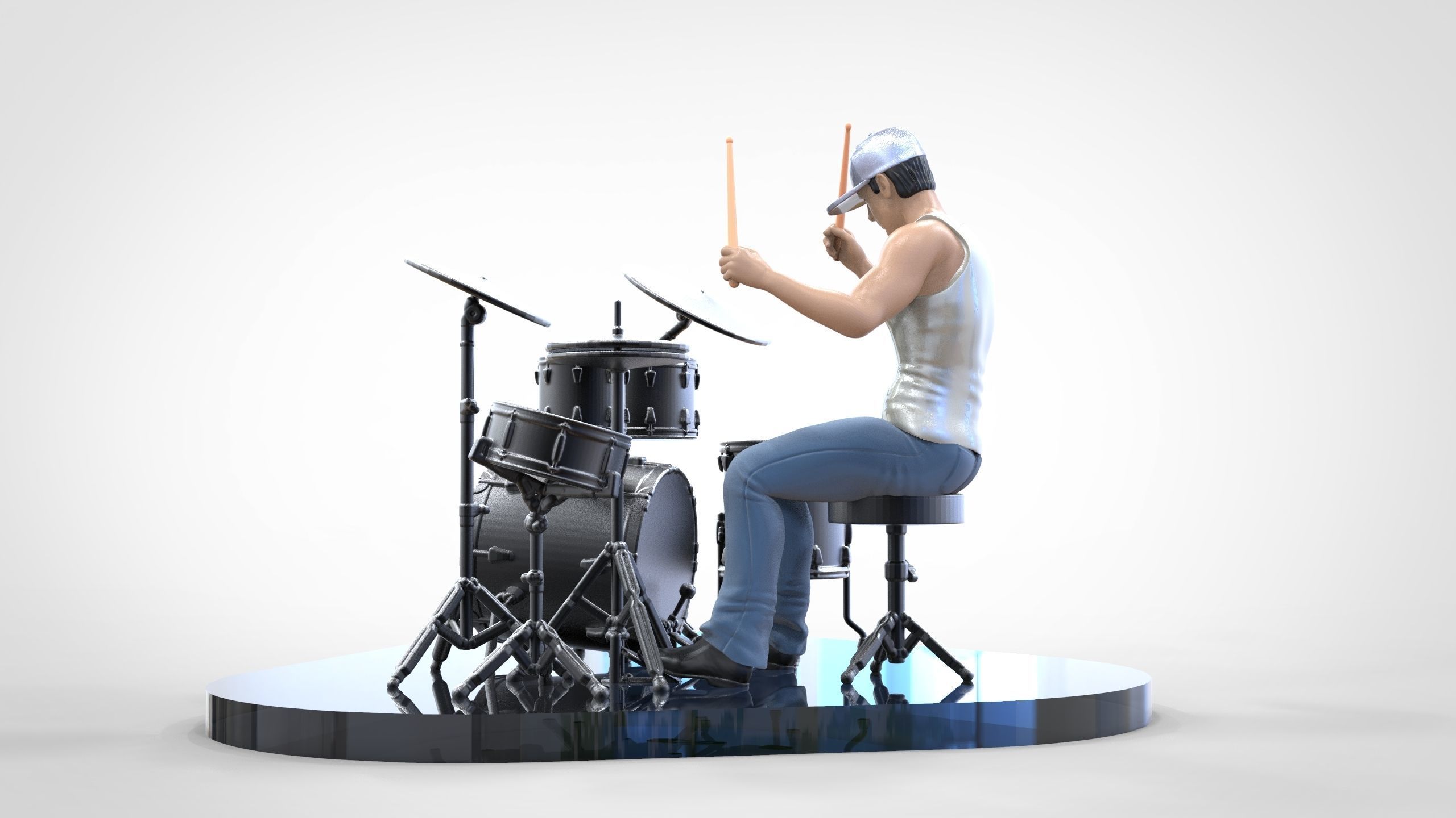 N2 Man Musician Drummer playing drum 3D print model_19
