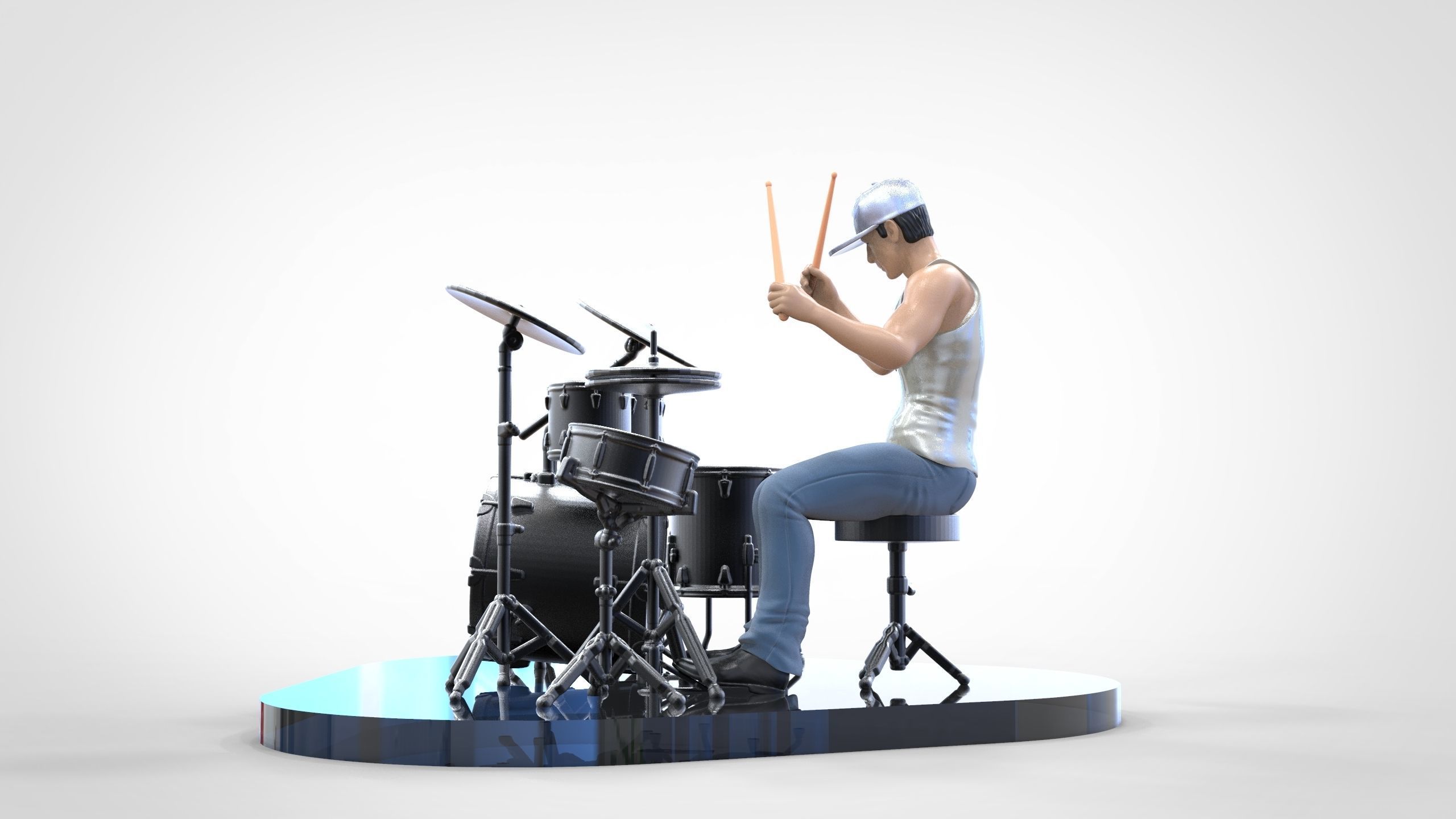 N2 Man Musician Drummer playing drum 3D print model_18