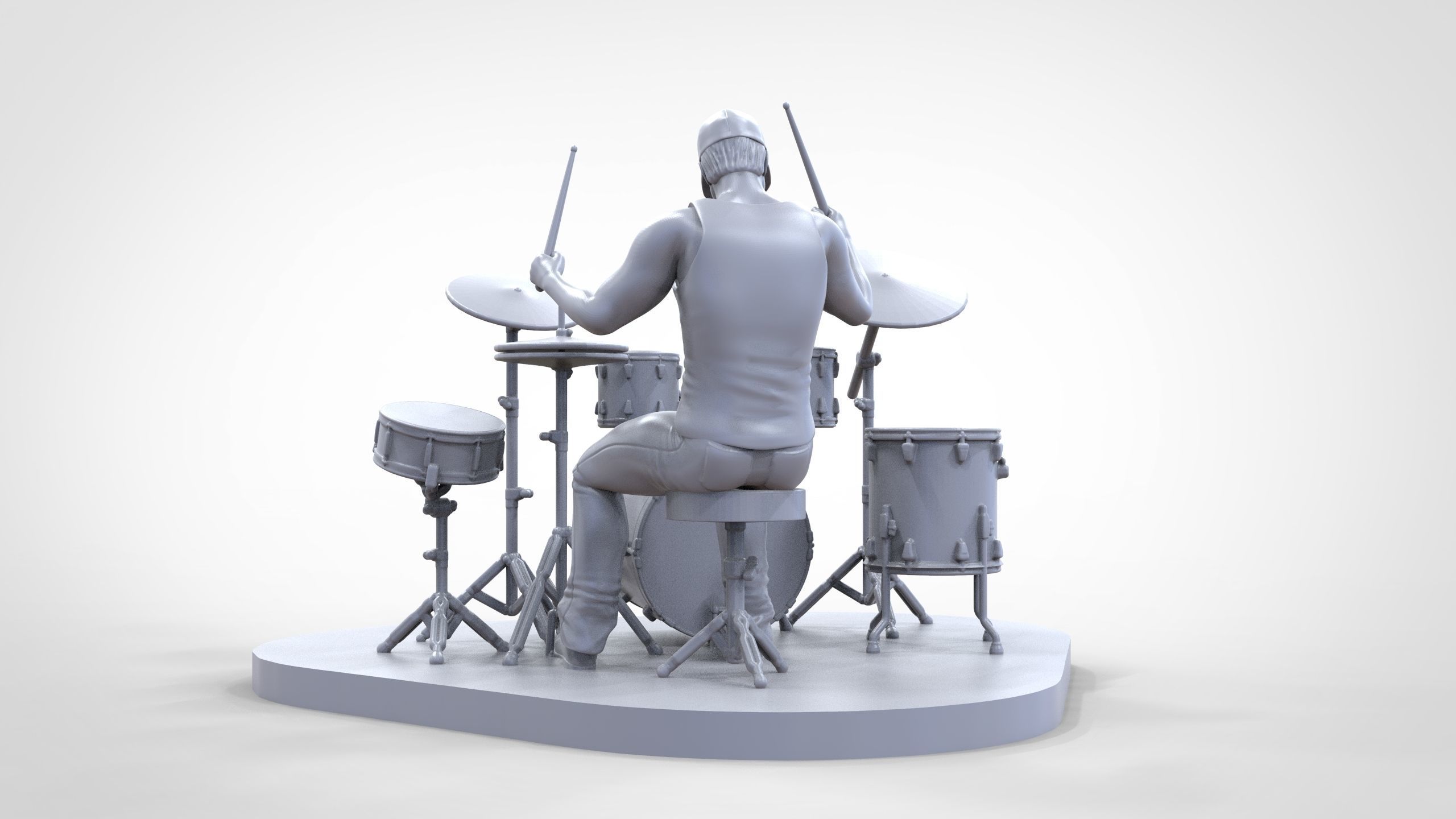 N2 Man Musician Drummer playing drum 3D print model_30