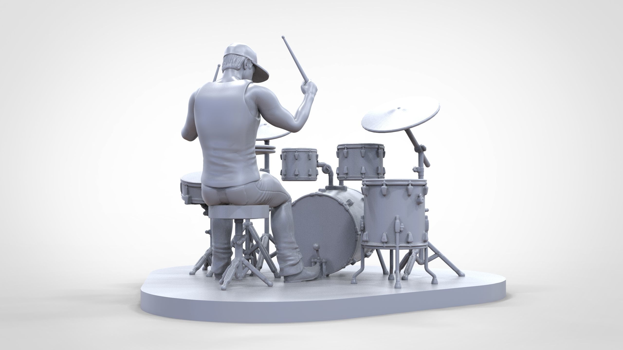 N2 Man Musician Drummer playing drum 3D print model_29