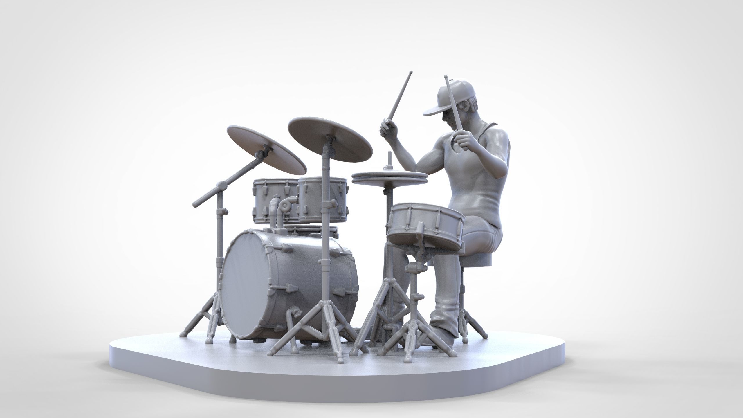 N2 Man Musician Drummer playing drum 3D print model_31