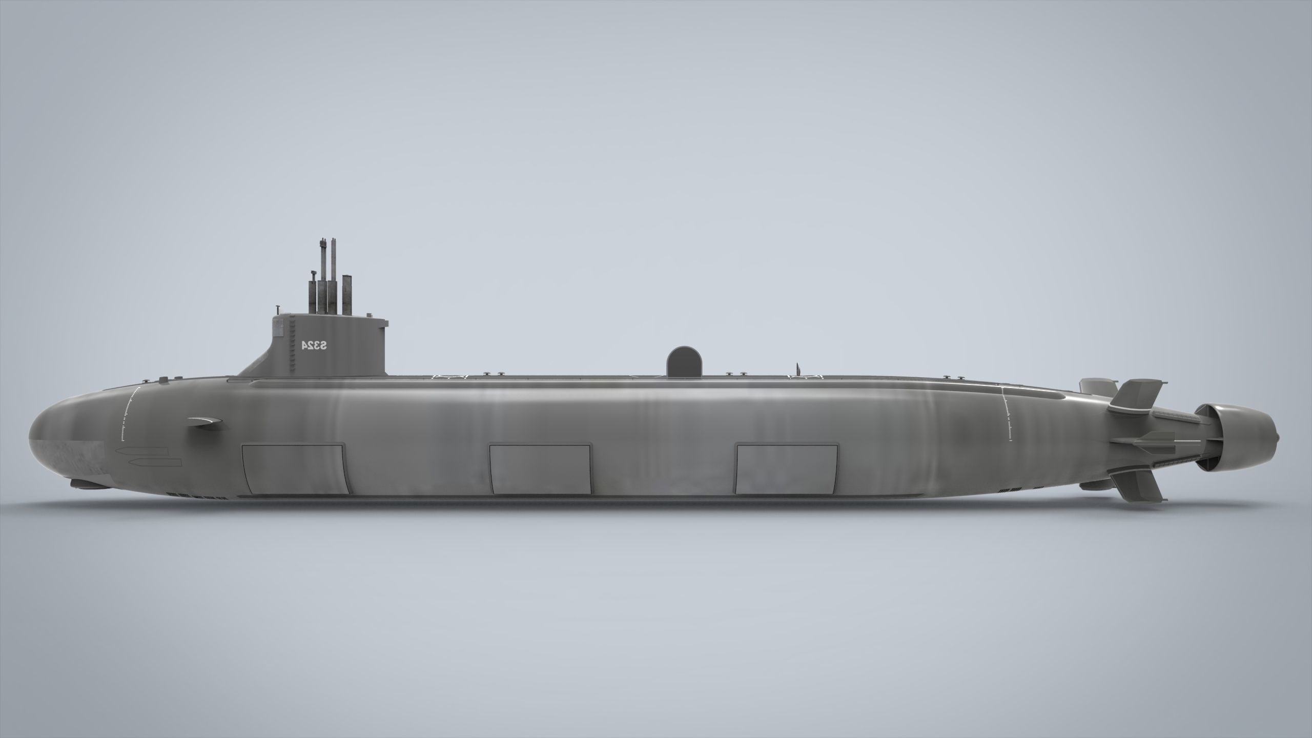 Submarine Nuclear Low-poly 3D model_10
