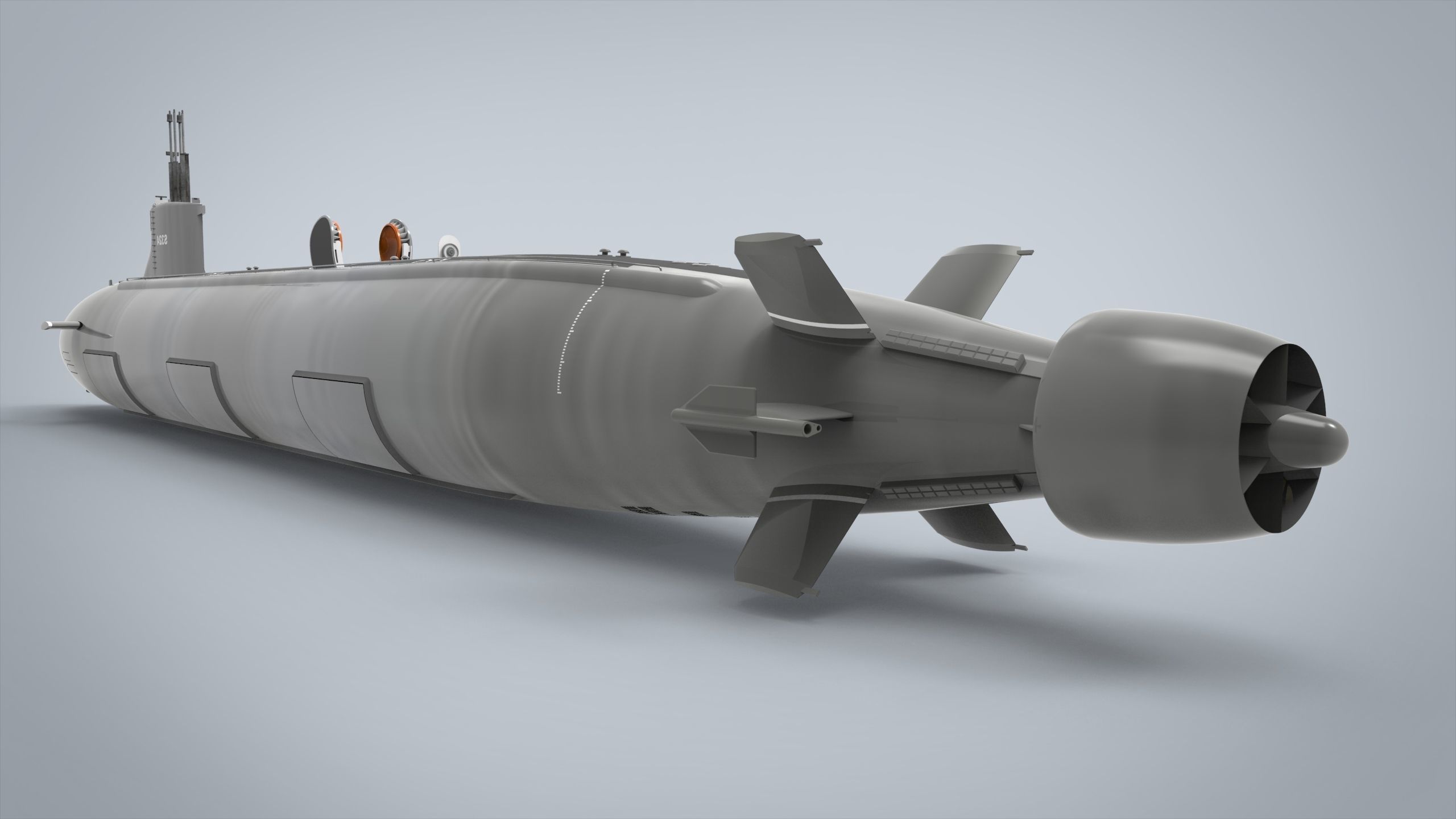 Submarine Nuclear Low-poly 3D model_4