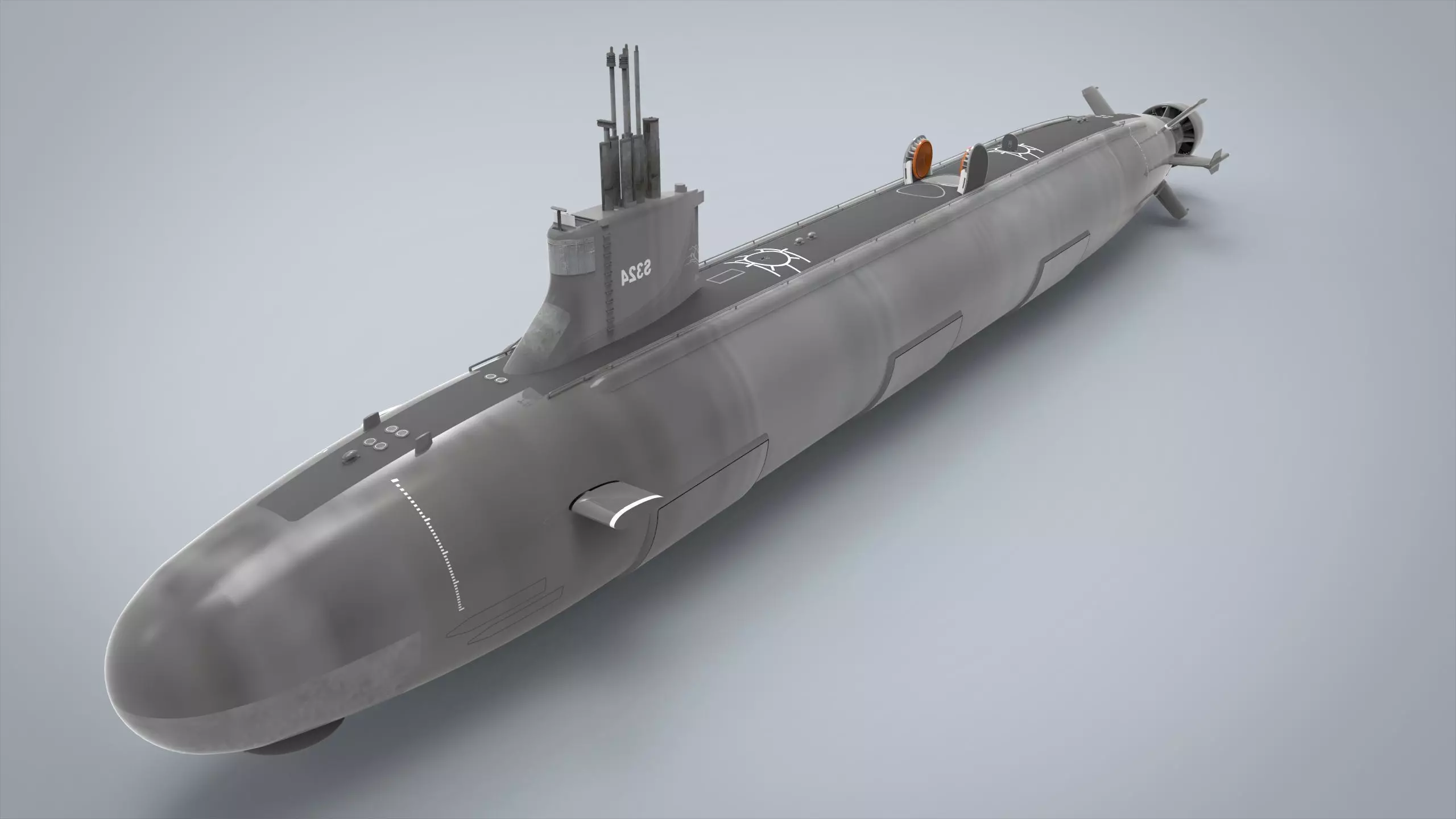 Submarine Nuclear Low-poly 3D model_0