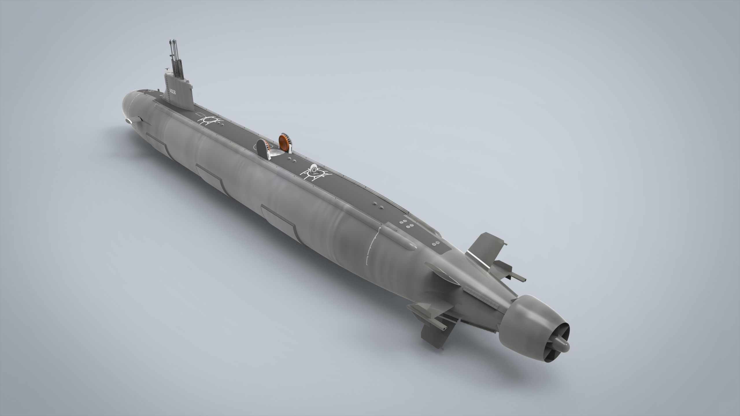 Submarine Nuclear Low-poly 3D model_1