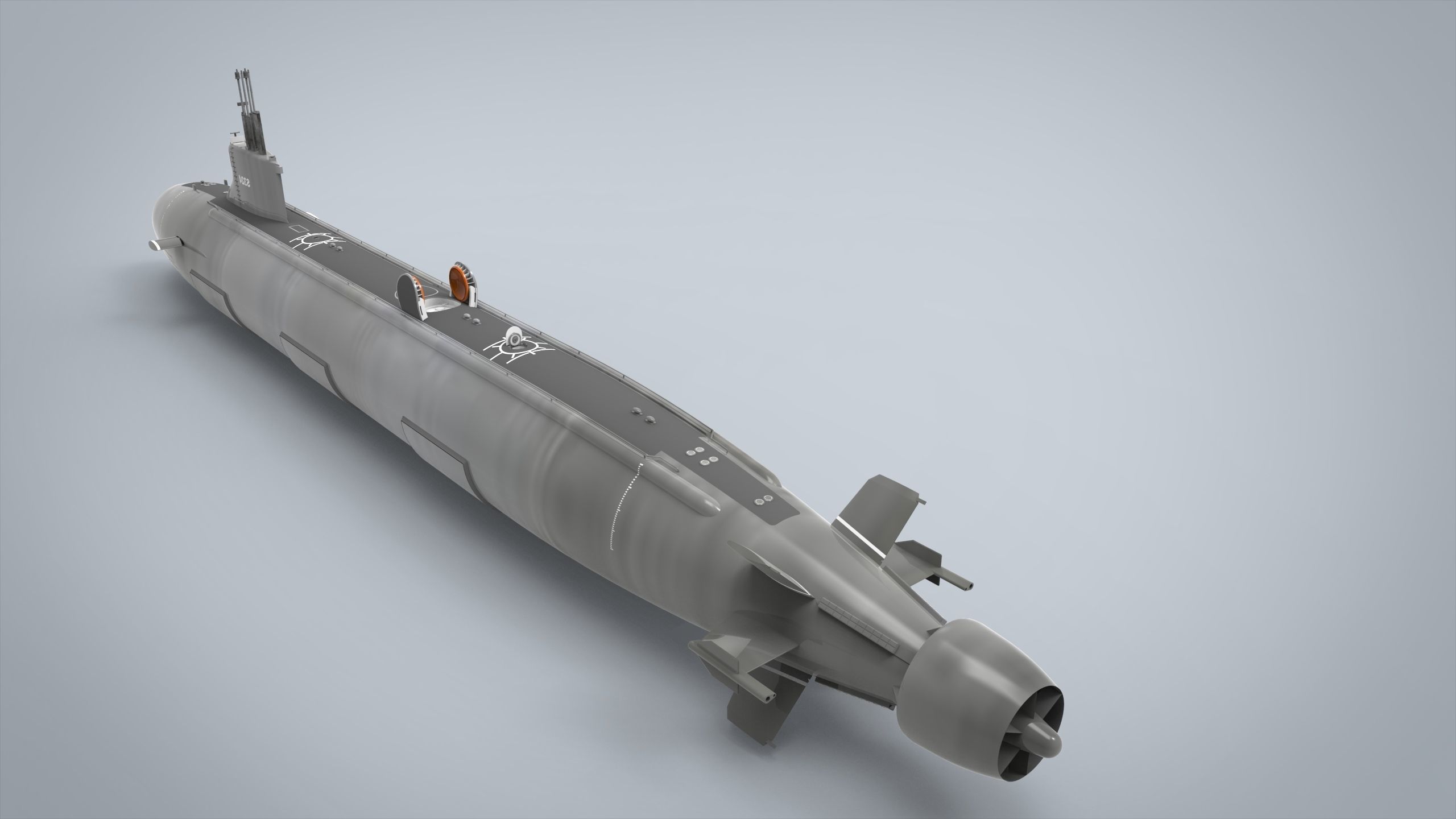 Submarine Nuclear Low-poly 3D model_5