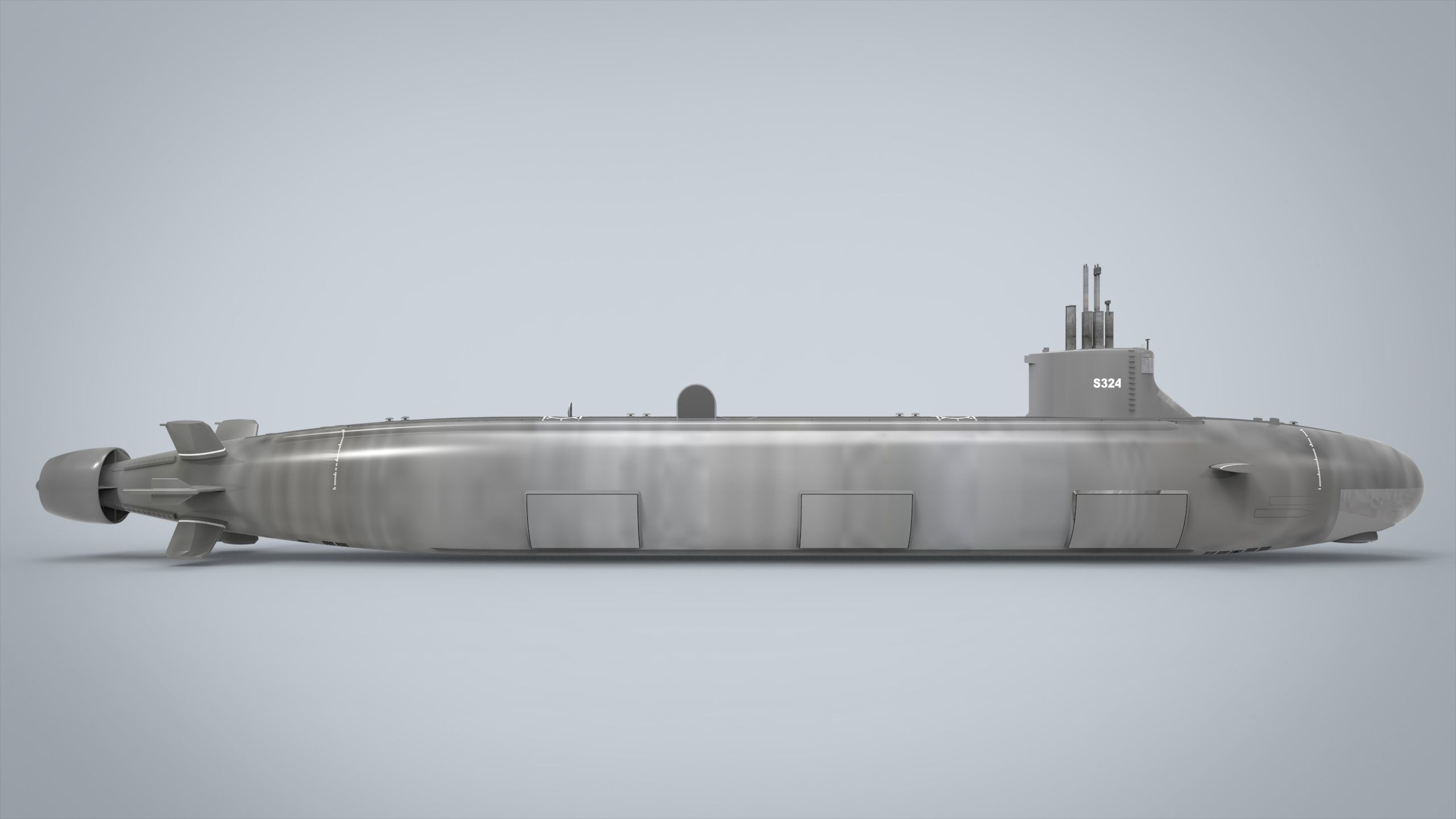 Submarine Nuclear Low-poly 3D model_9