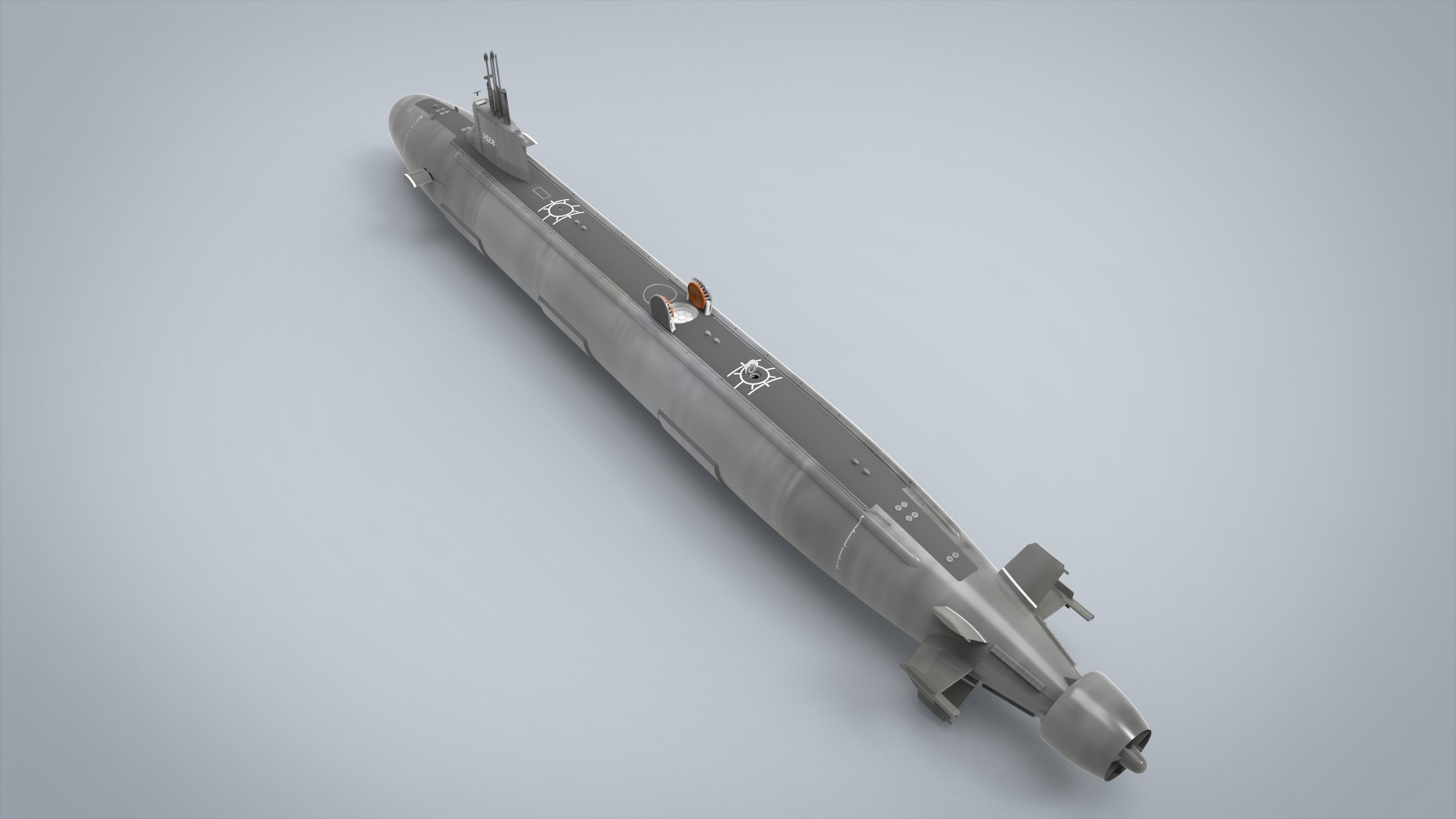 Submarine Nuclear Low-poly 3D model_3