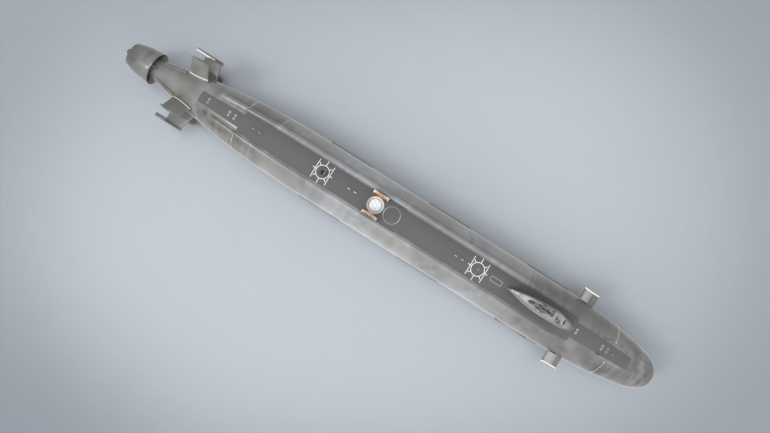 Submarine Nuclear Low-poly 3D model_8