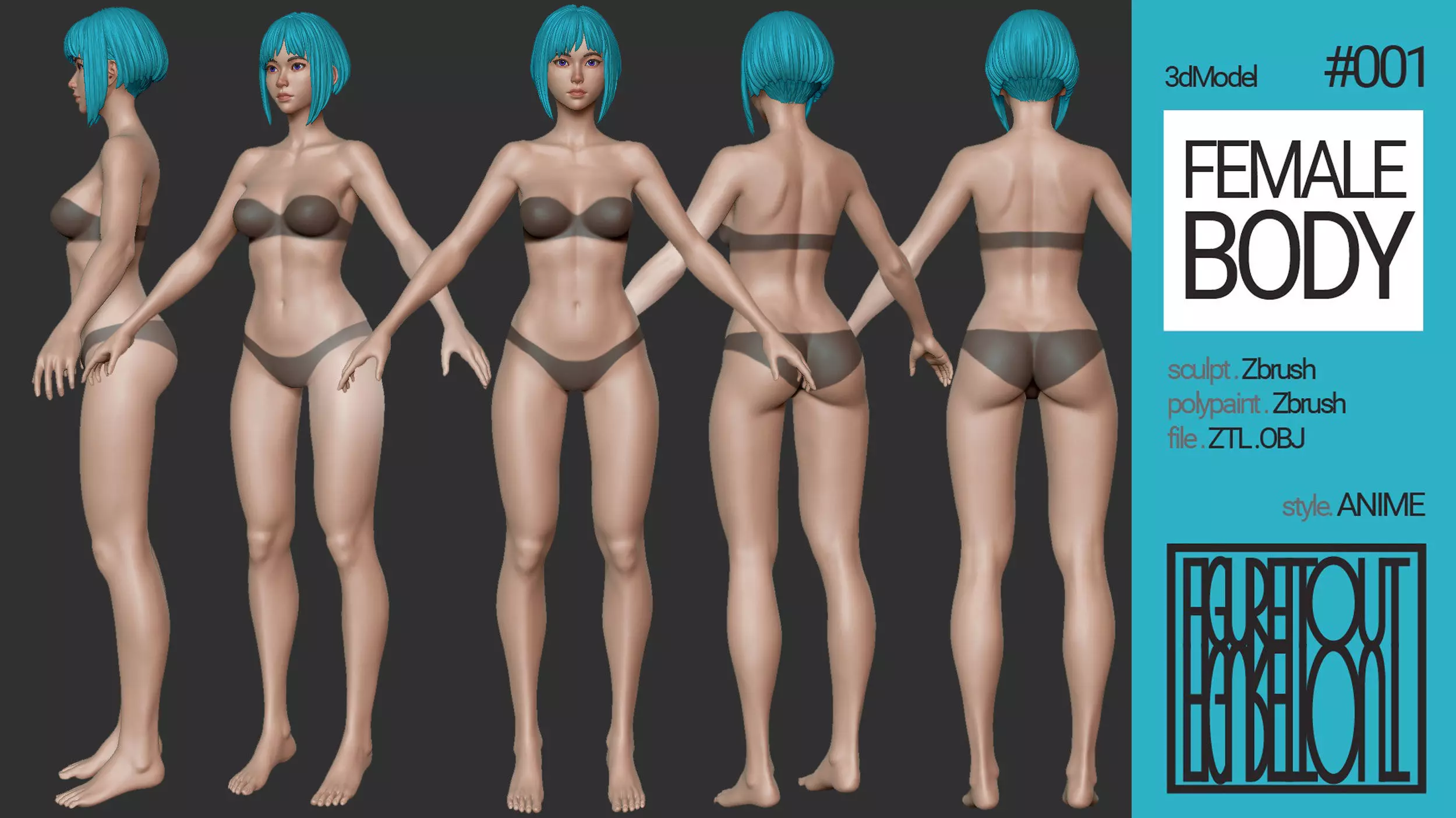 Anime Female Body 3D model_0