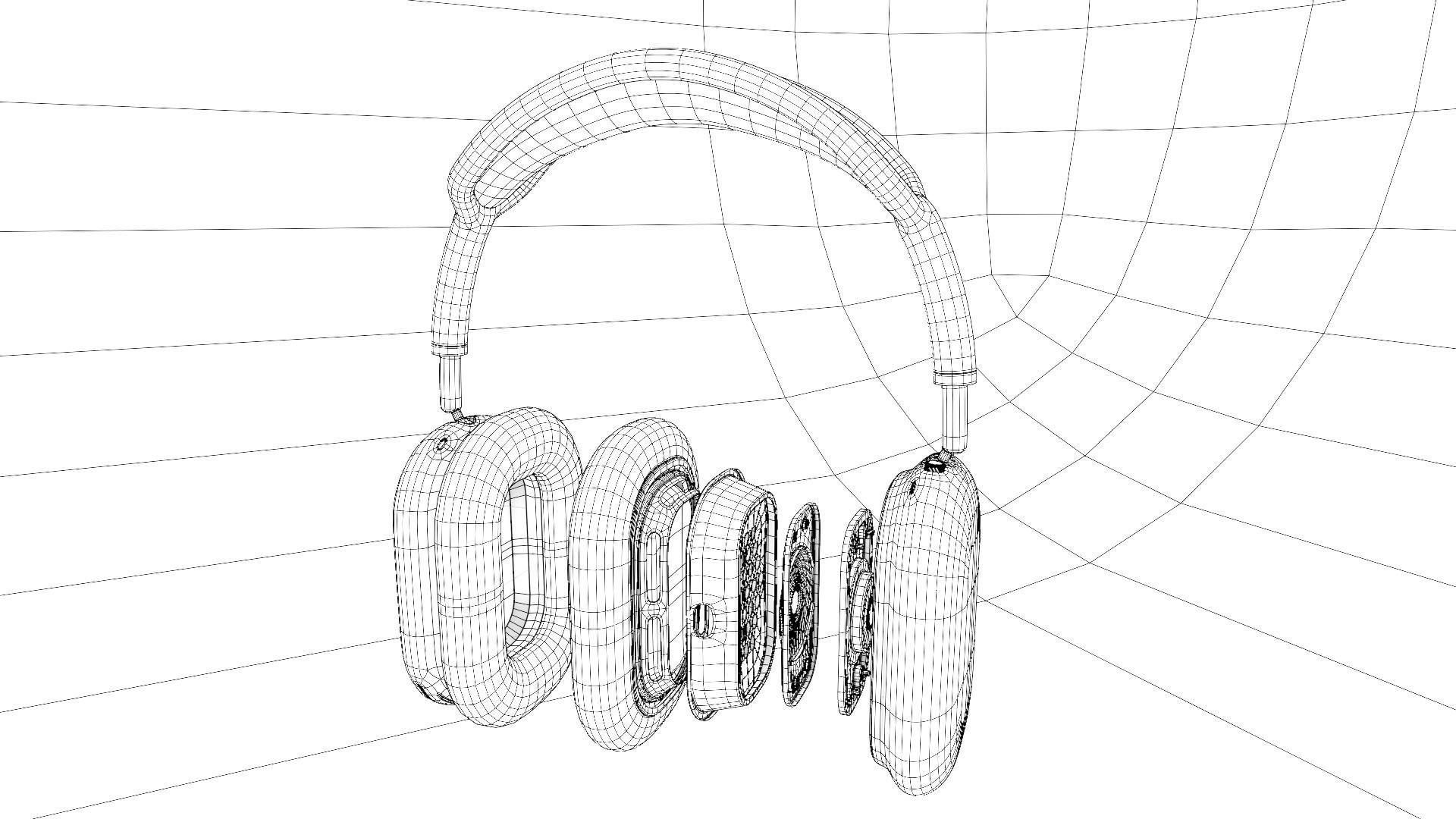 Apple Airpods Max with inside parts  Low-poly 3D model_4