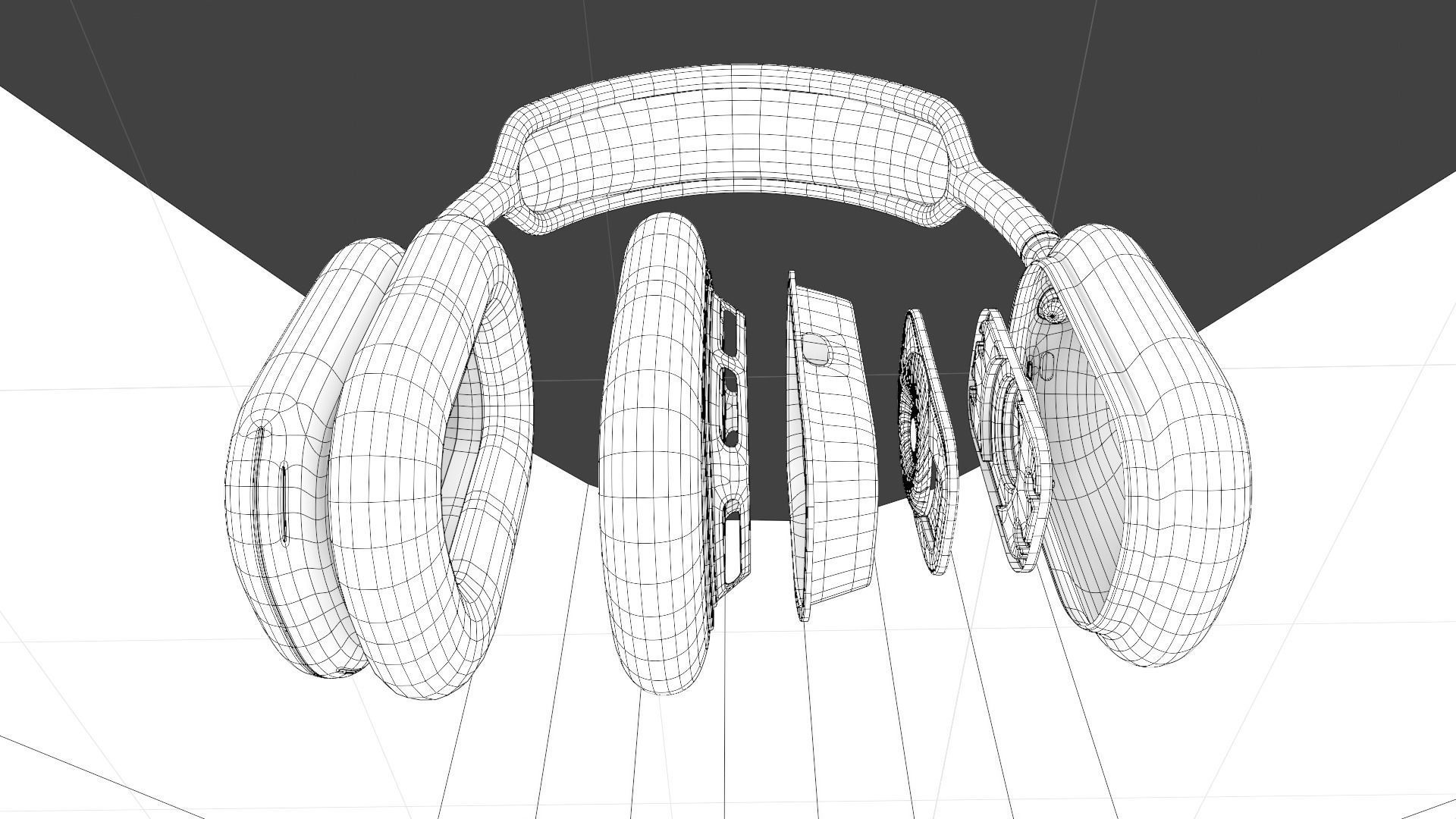 Apple Airpods Max with inside parts  Low-poly 3D model_6