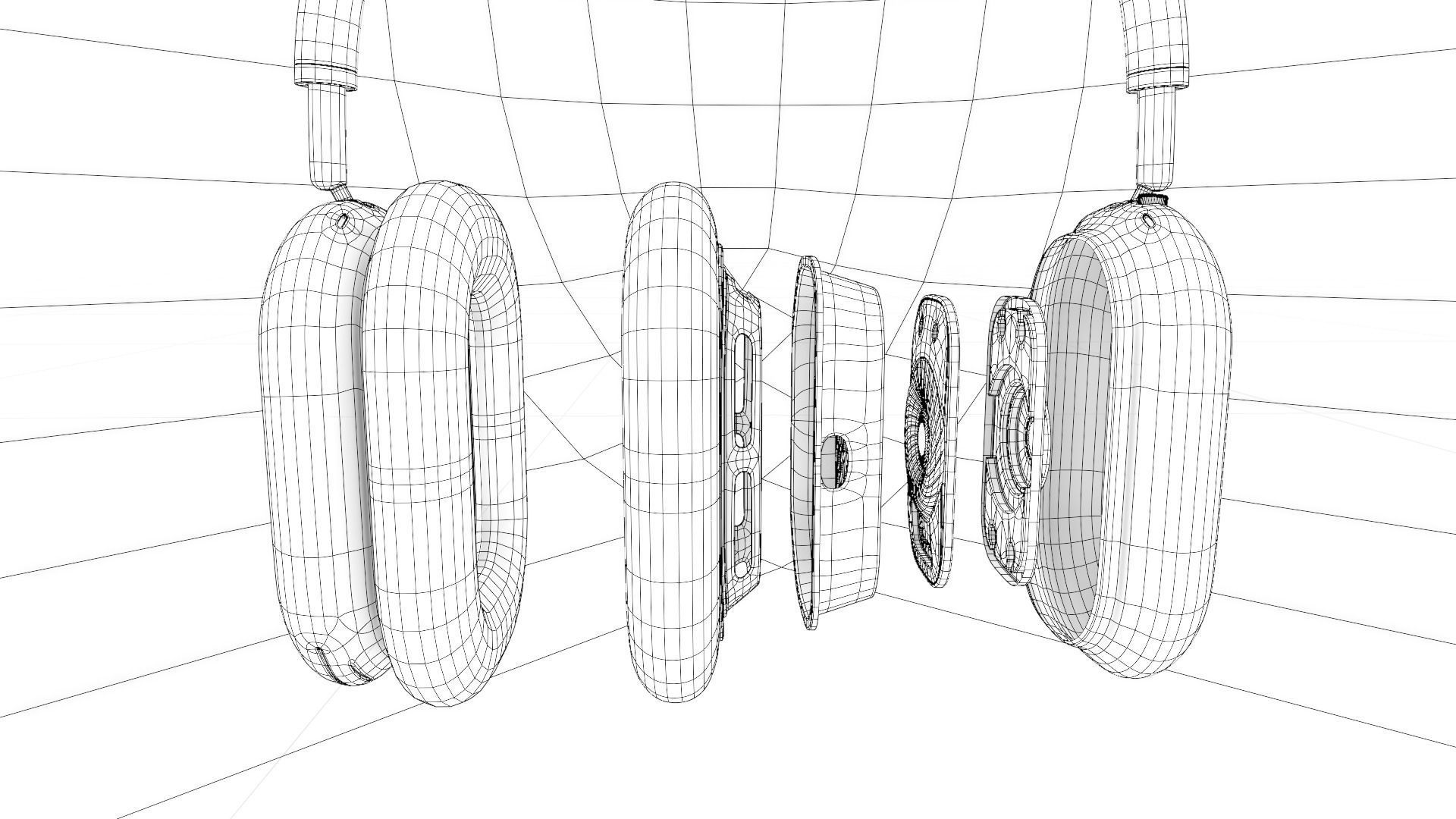 Apple Airpods Max with inside parts  Low-poly 3D model_3