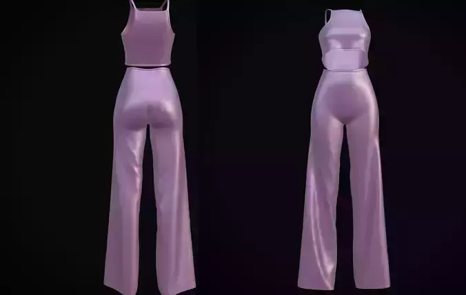 Female 2Piece outfit - Crop top and wide leg pants