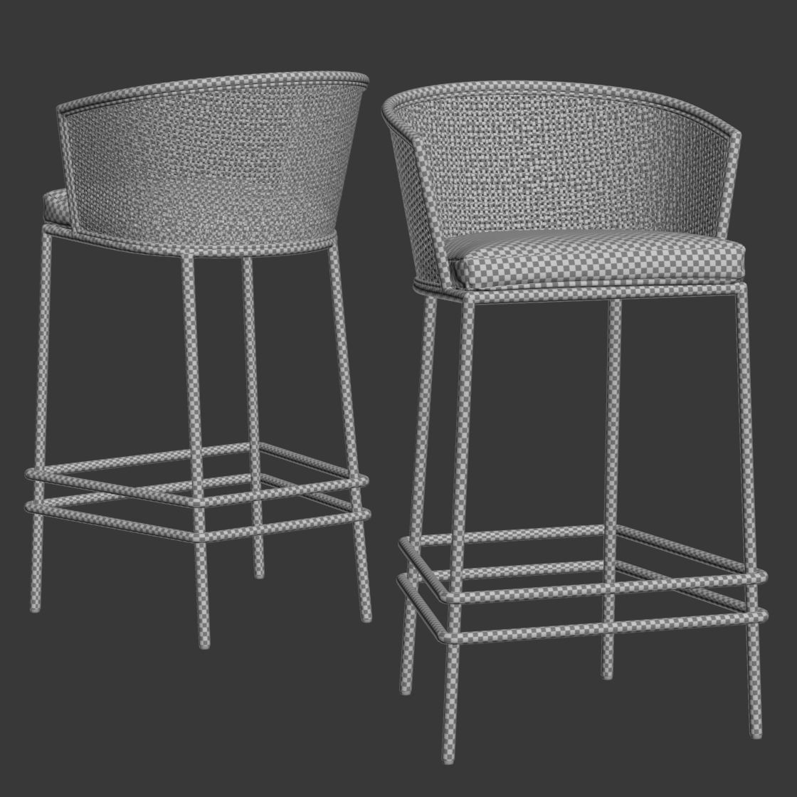Wooden bar stool BW45 3D model_7