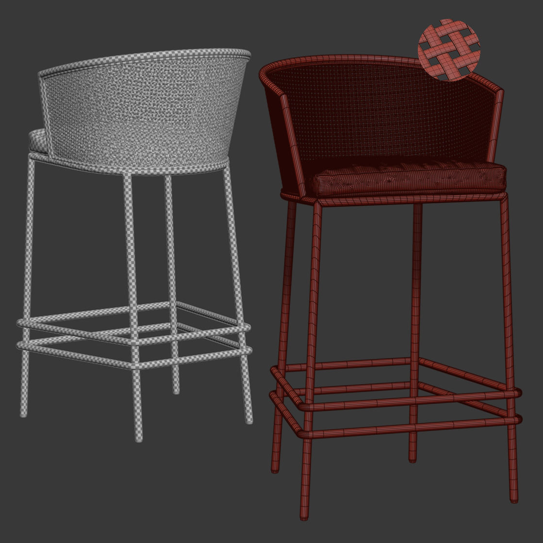 Wooden bar stool BW45 3D model_5