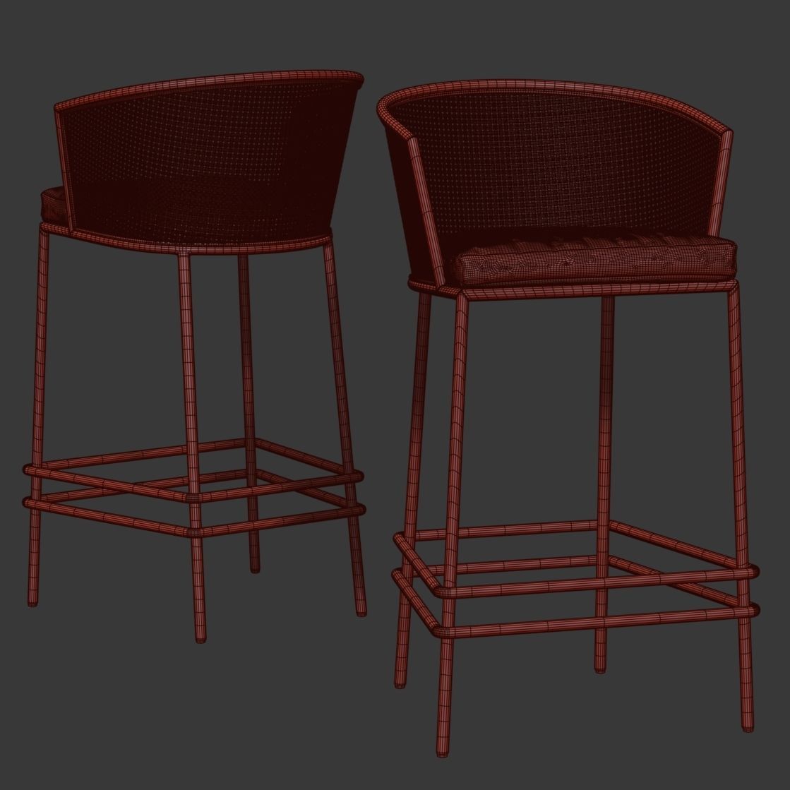 Wooden bar stool BW45 3D model_6