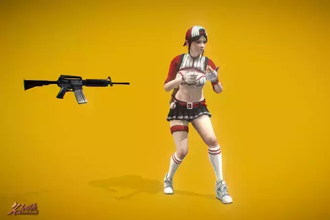 Battle Royale Cheerleader  Low-poly 3D model