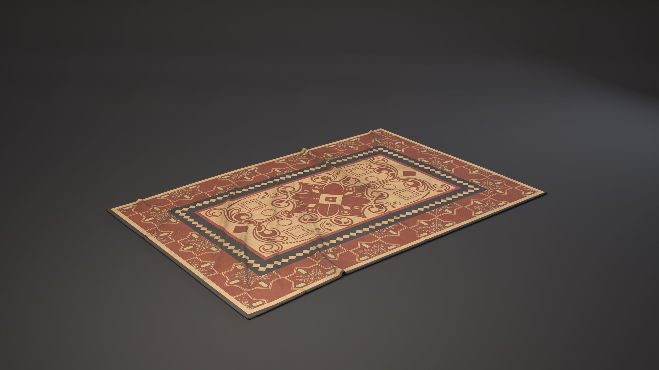 Carpet Game-Ready rug Low-poly 3D model_1