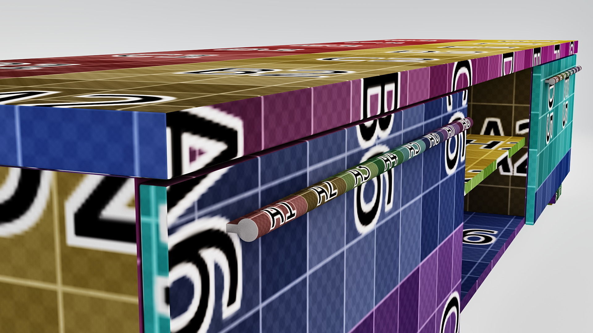 TV bench with 2 drawers 3D model_11