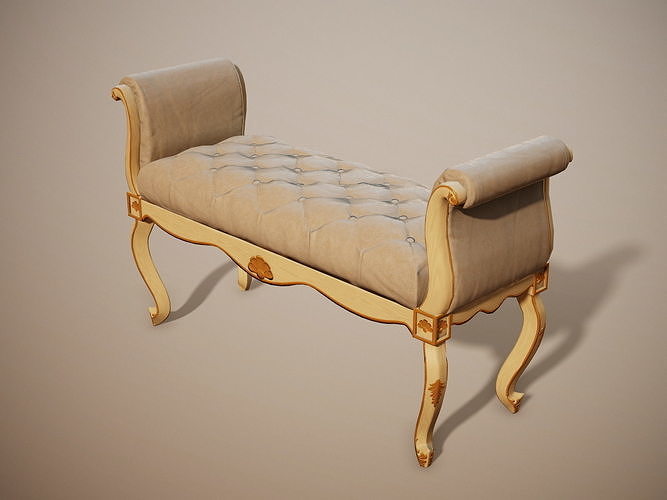 Luxury classical Bench PBR Low-poly 3D model 3