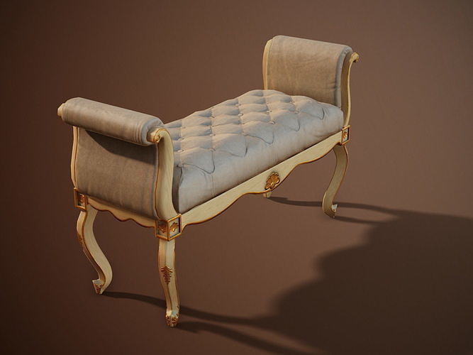 Luxury classical Bench PBR Low-poly 3D model 5