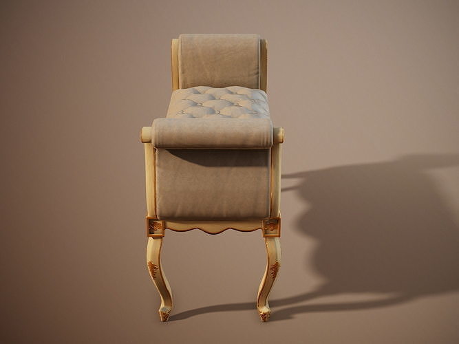 Luxury classical Bench PBR Low-poly 3D model 4