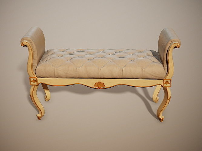 Luxury classical Bench PBR Low-poly 3D model 2