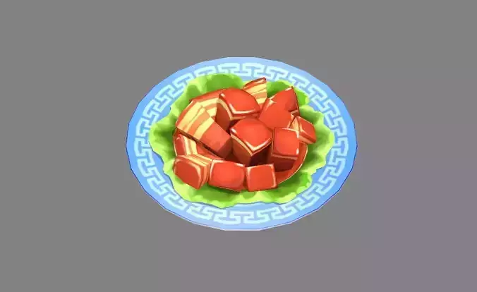 Cartoon dish Braised pork in brown sauce