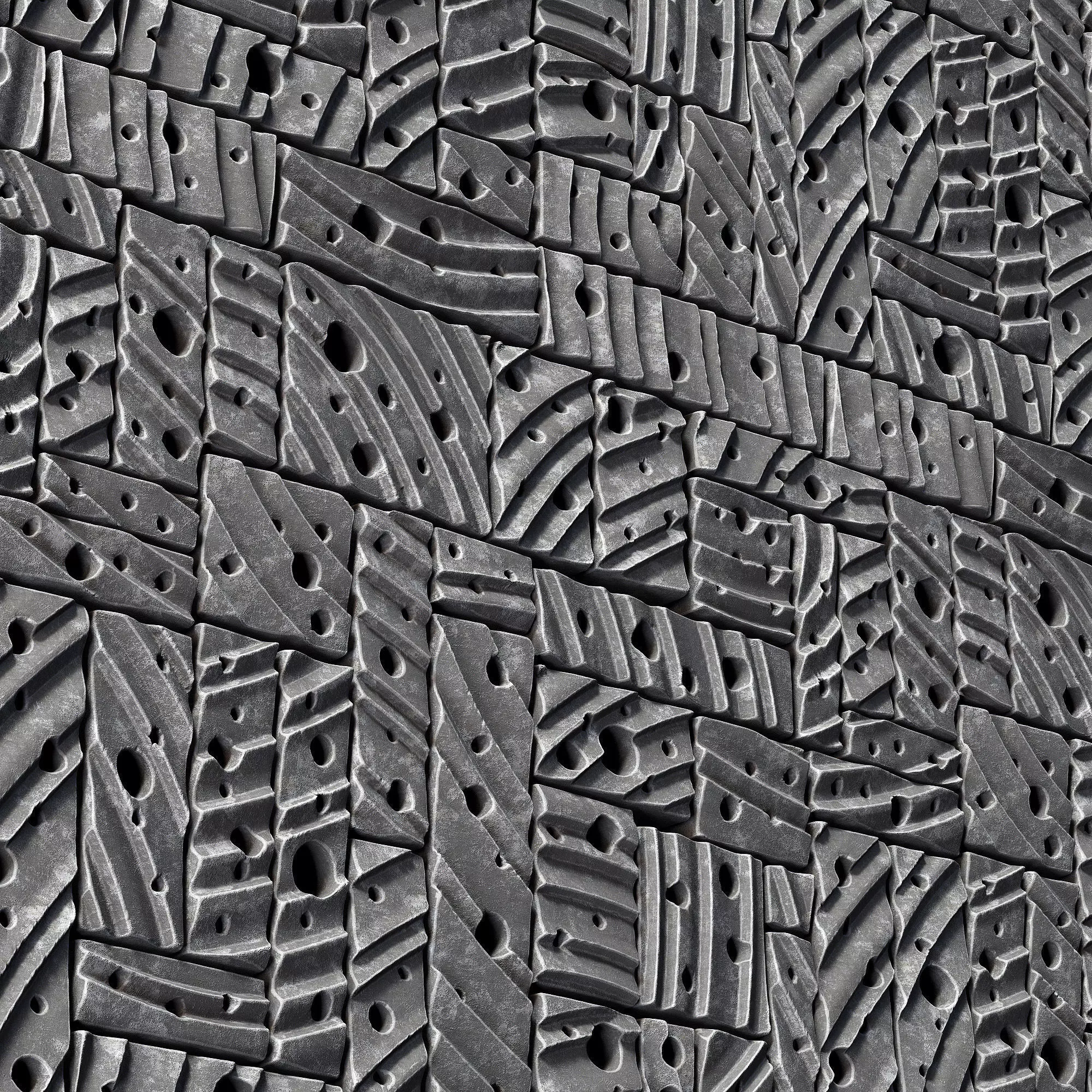 Stone block panel hole n1 3D model_0