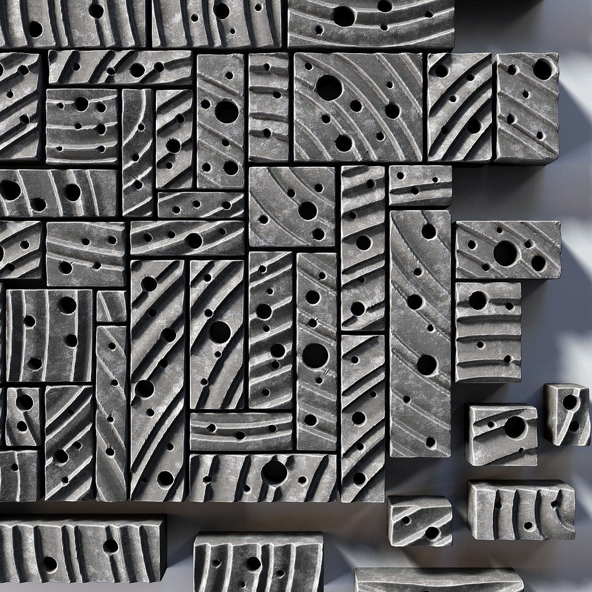 Stone block panel hole n1 3D model_6