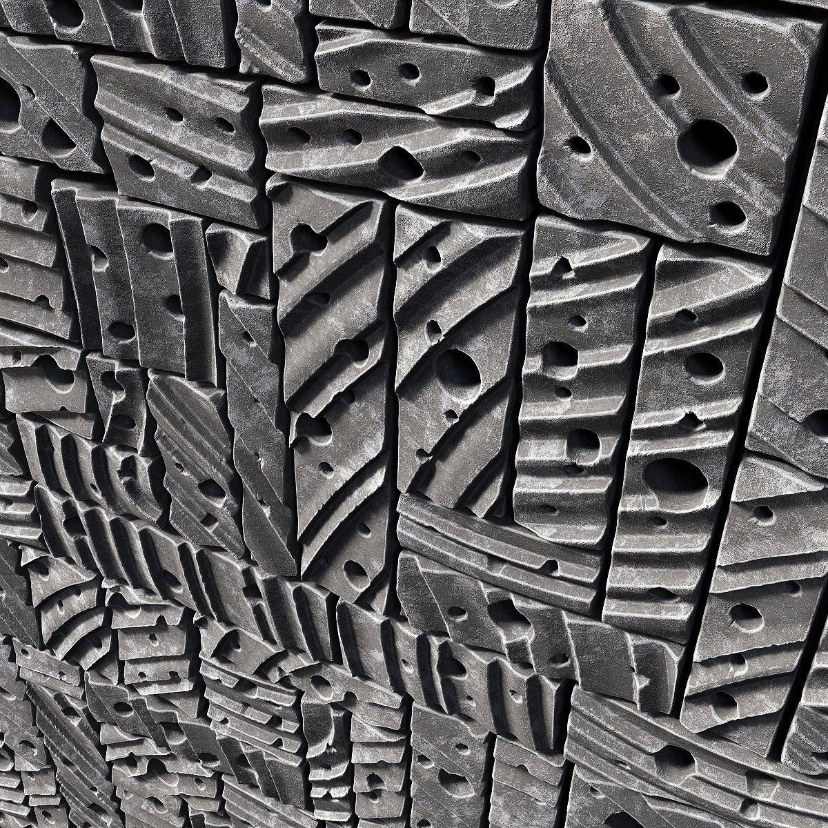 Stone block panel hole n1 3D model_7