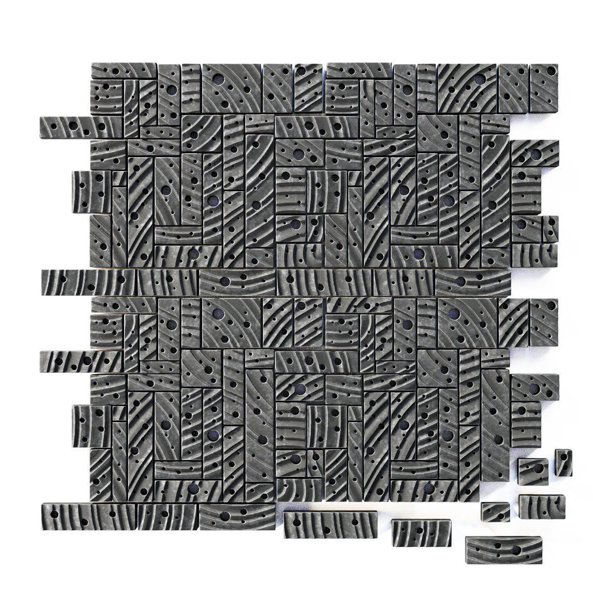 Stone block panel hole n1 3D model_5