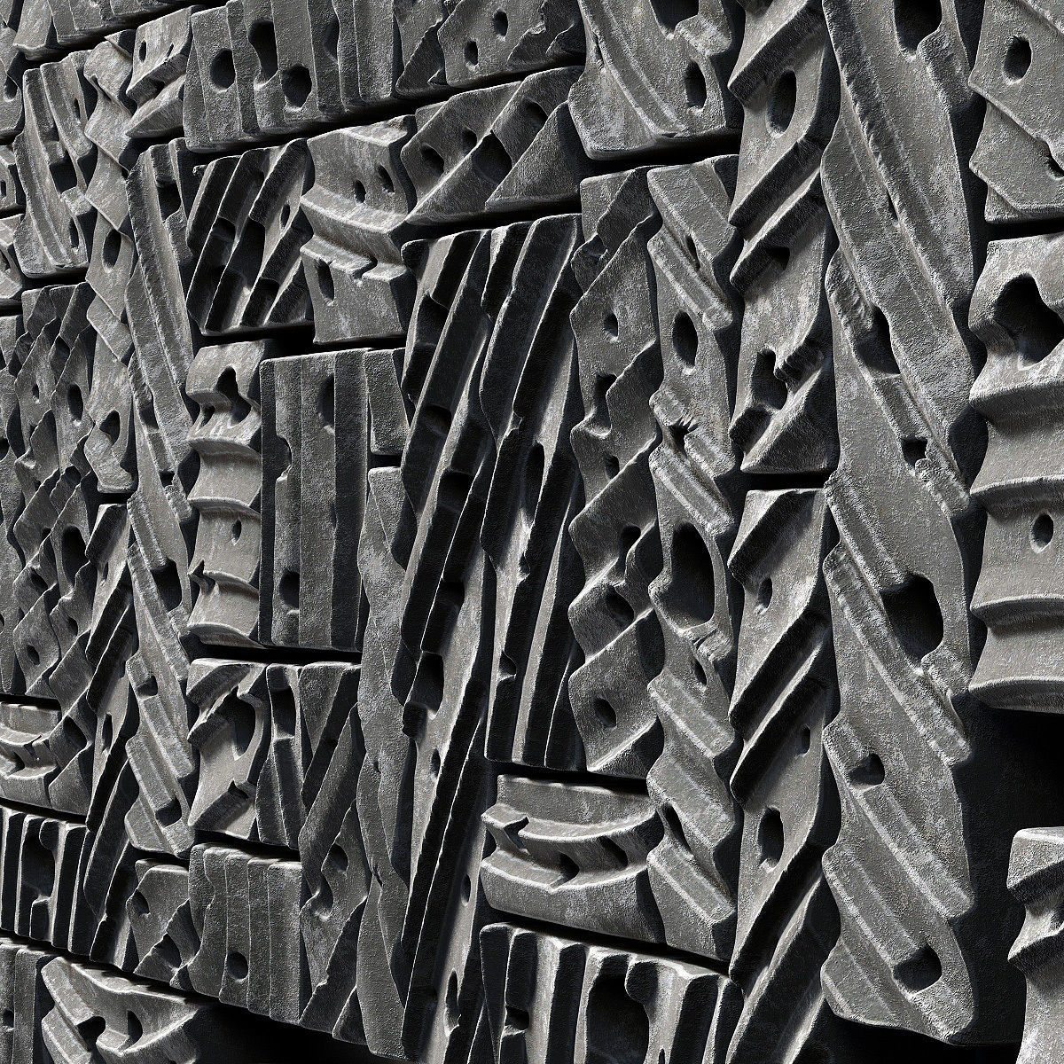 Stone block panel hole n1 3D model_13