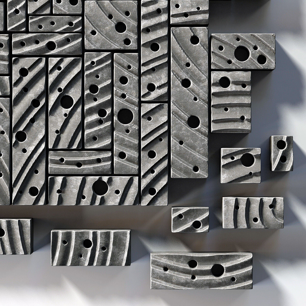 Stone block panel hole n1 3D model_8