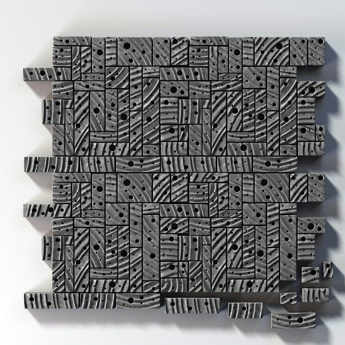 Stone block panel hole n1 3D model_4