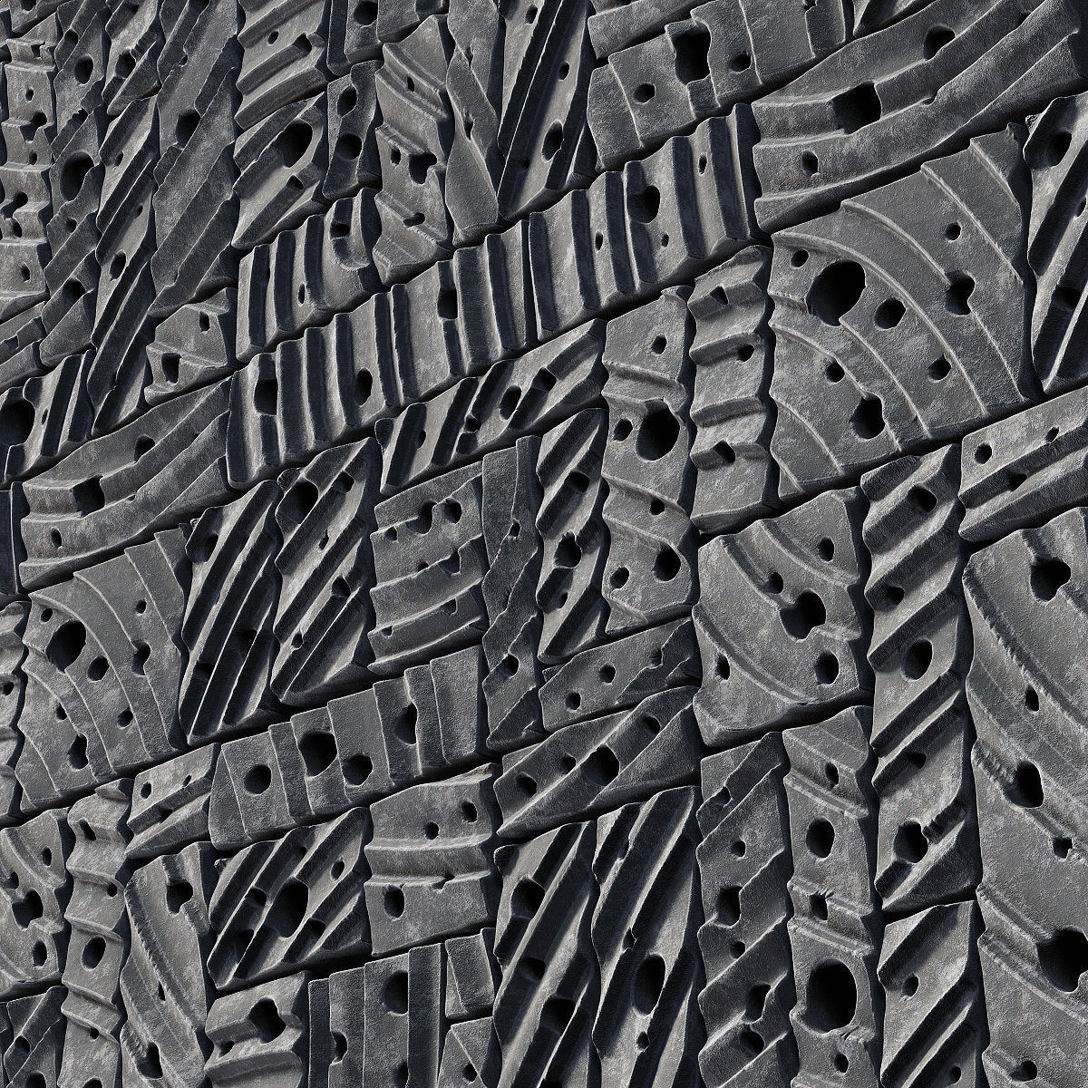 Stone block panel hole n1 3D model_2