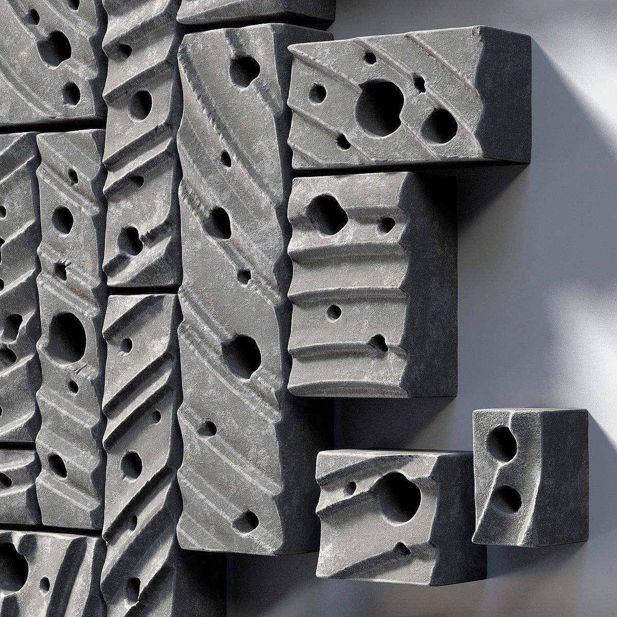 Stone block panel hole n1 3D model_9