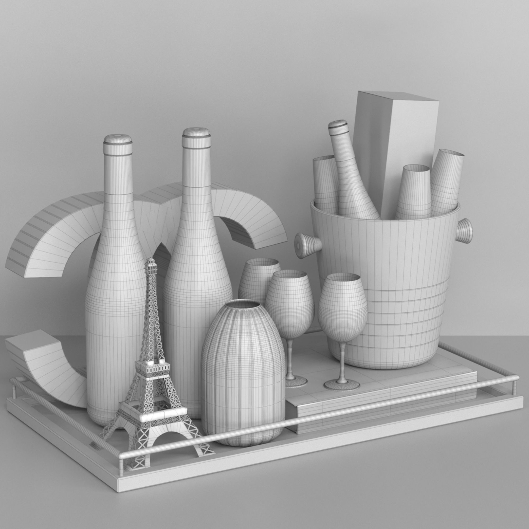 Fashion alcoholic set 3D model_1