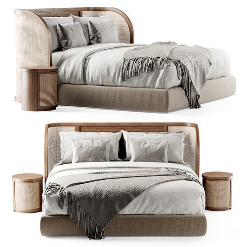 Wooden double bed DB57  3D model