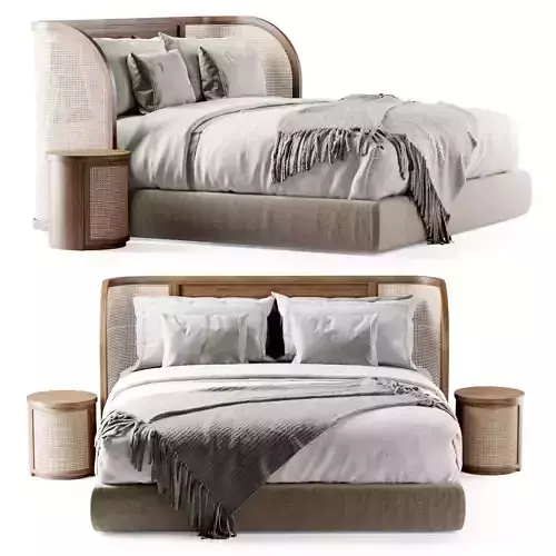 Wooden double bed DB57  3D model