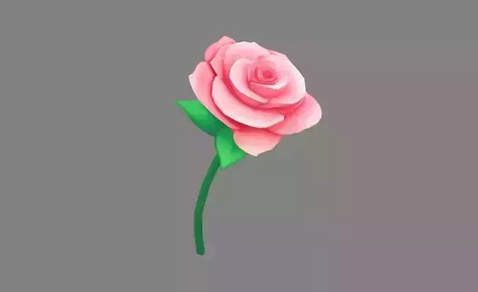 Cartoon roses for Valentine Low-poly 3D model