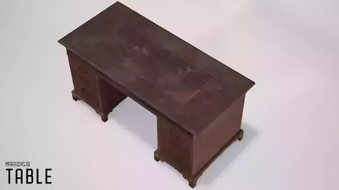 Table with leather - gameready low-poly 4K