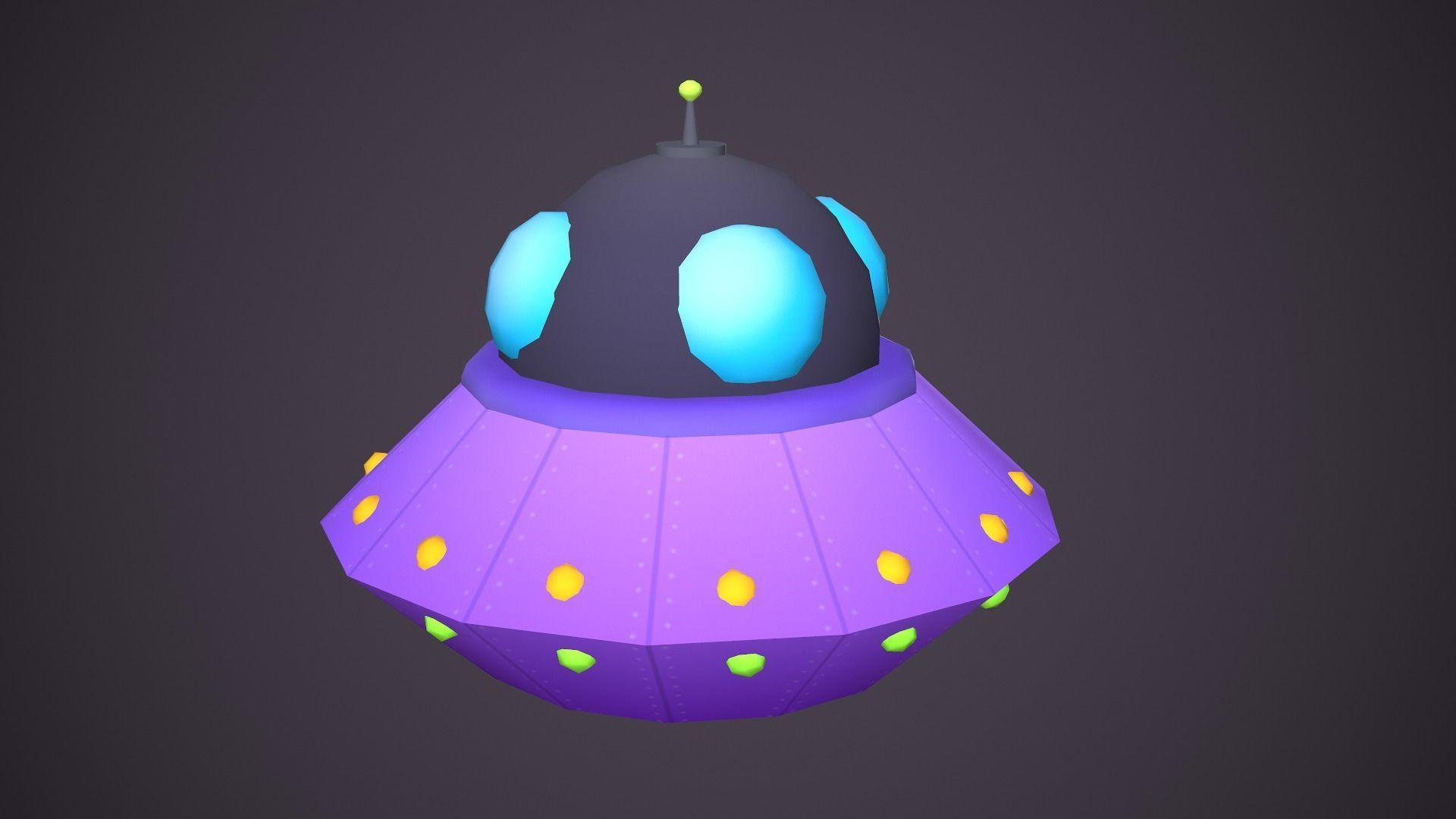 Ufos Cartoony Alien Ships Low-poly 3D model_7
