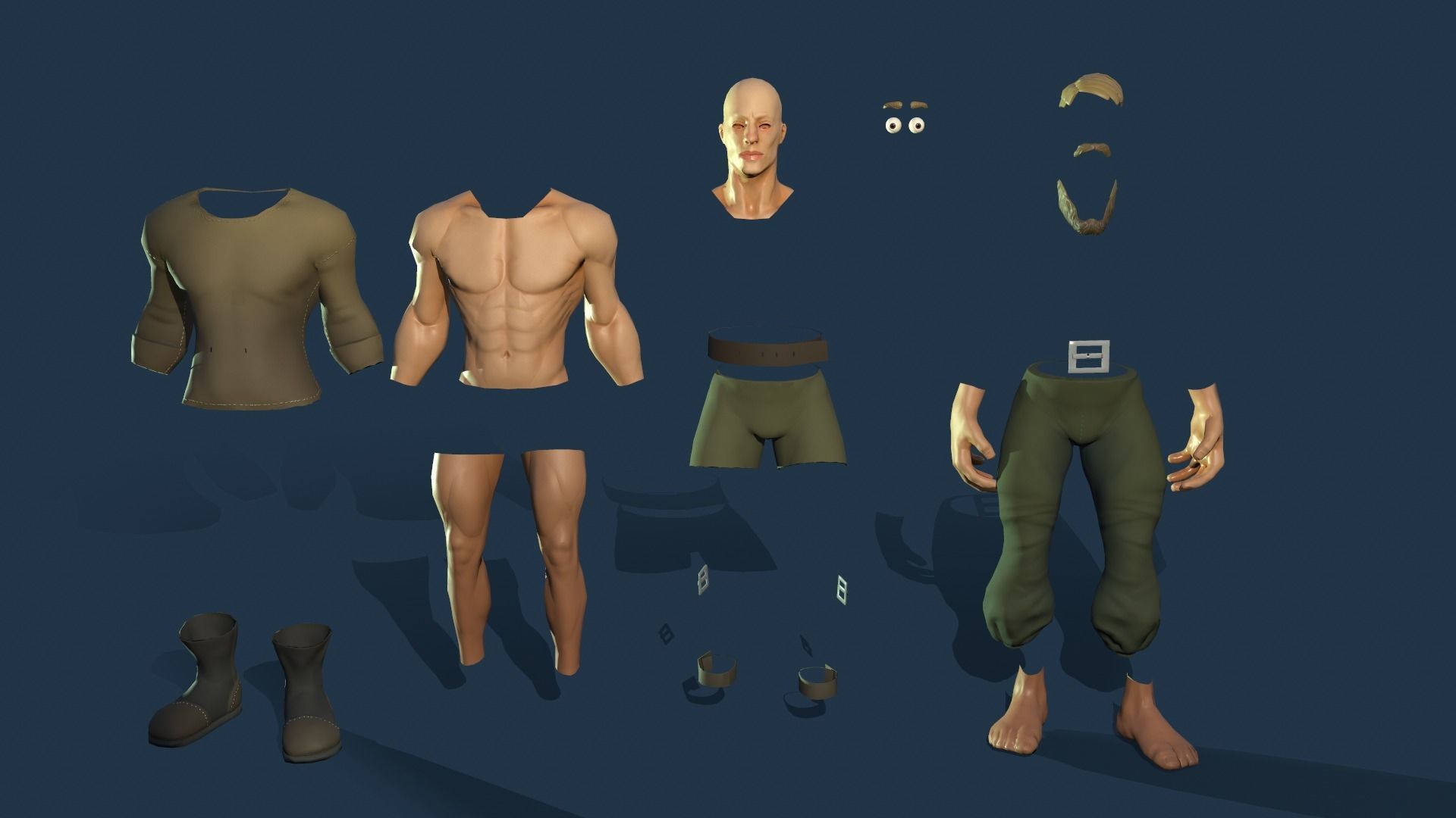 Stylized Human Male Low-poly 3D model_11