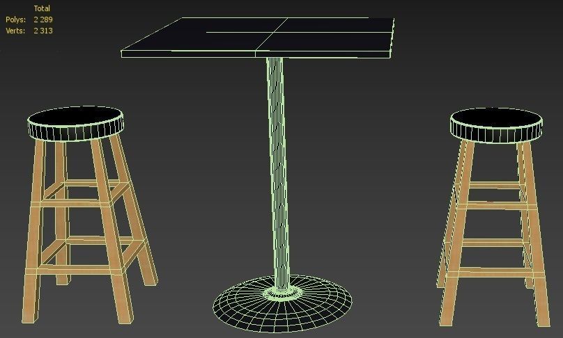 Table and BarStools 3D model_4